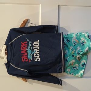 Swim suit with coordinating trunks size 3t wonder nation shirt and cat and jack
